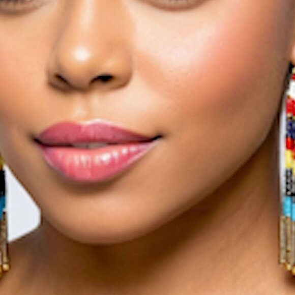 Multicolored Beaded Tassel Earrings, Long Colorful Earrings, Long Earrings - Picture 3 of 3